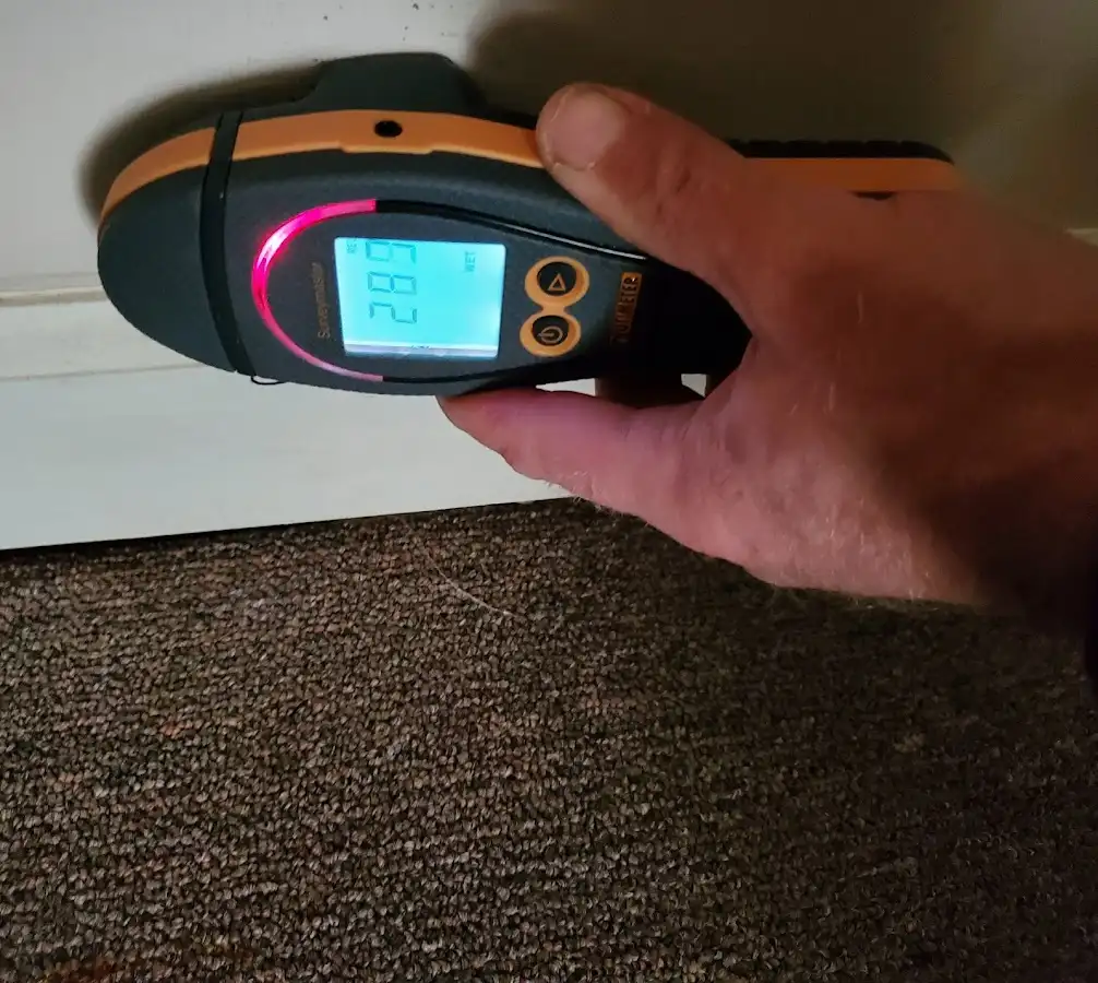 Moisture detection at baseboard during Burst Pipe Cleanup in Flowing Wells